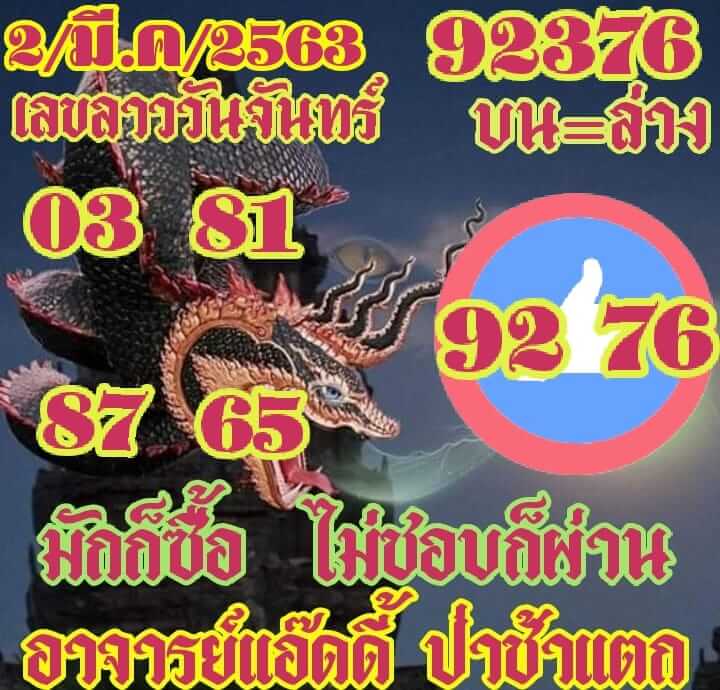 แนวทางหวยลาว 2/3/63 ชุดที่4