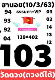 แนวทางหวยฮานอย 10/3/63 ชุดที่7