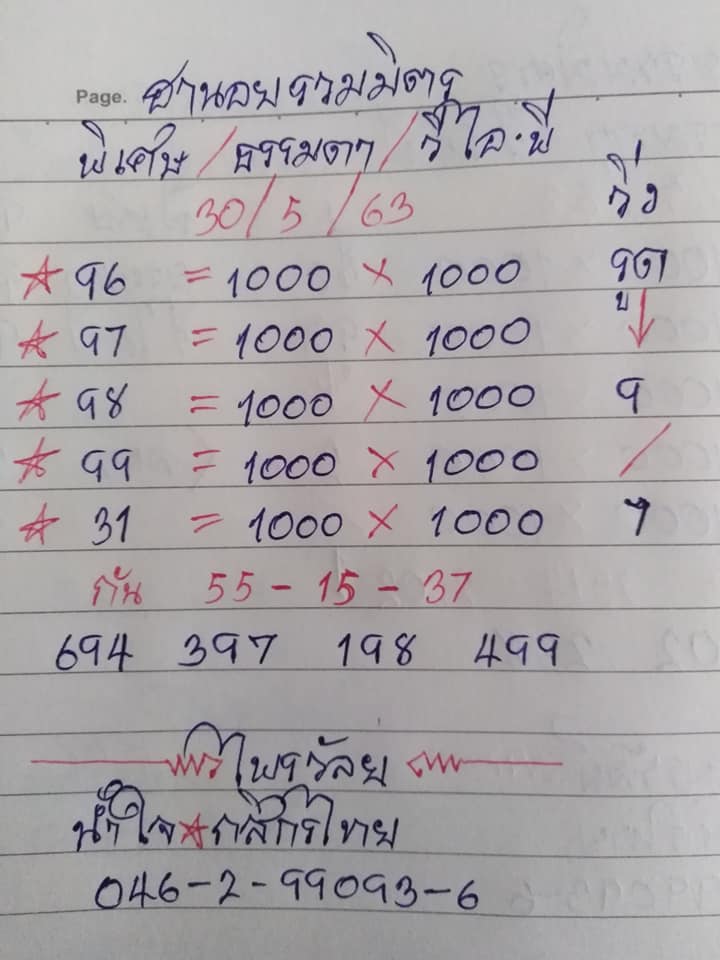 แนวทางหวยฮานอย 30/5/63 ชุดที่4