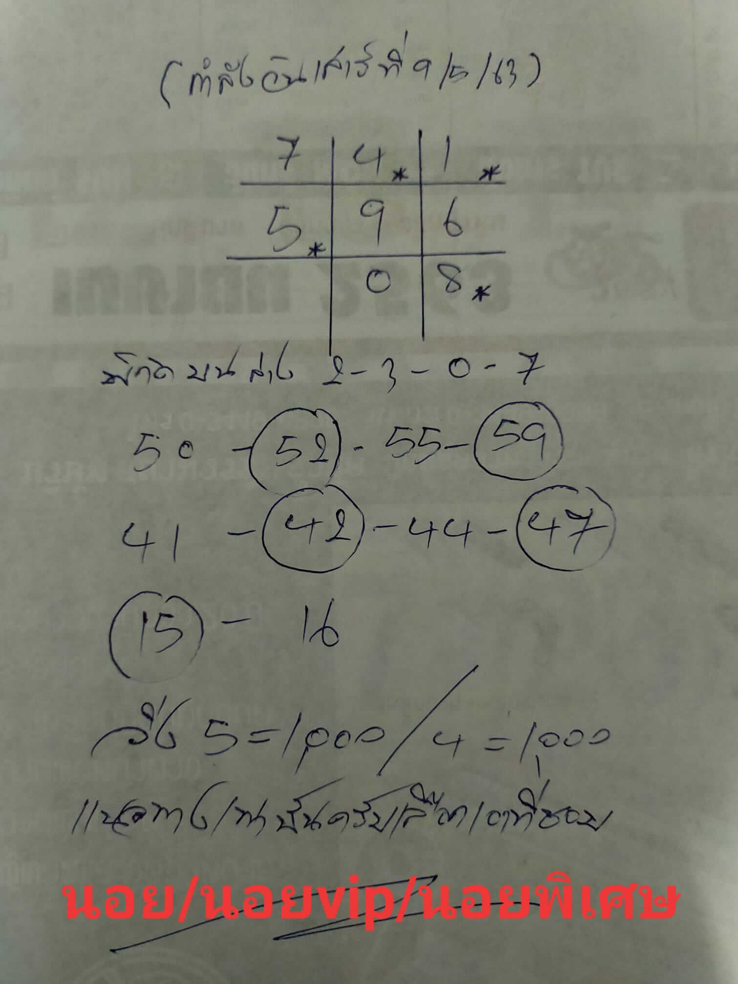 แนวทางหวยฮานอย 9/5/63 ชุดที่2