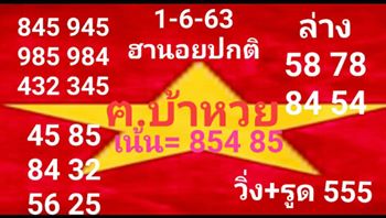 แนวทางหวยฮานอย 1/6/63 ชุดที่1