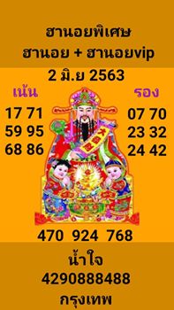 แนวทางหวยฮานอย 2/5/63 ชุดที่15