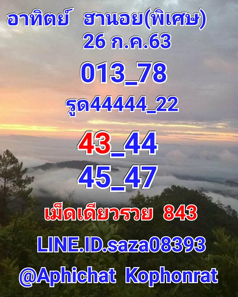 แนวทางหวยฮานอย 26/7/63 ชุดที่4