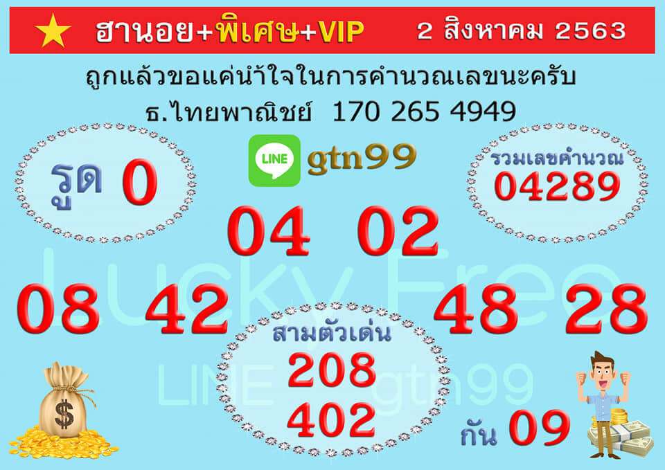แนวทางหวยฮานอย 2/8/63 ชุดที่10