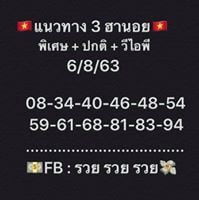 แนวทางหวยฮานอย 6/8/63 ชุดที่2