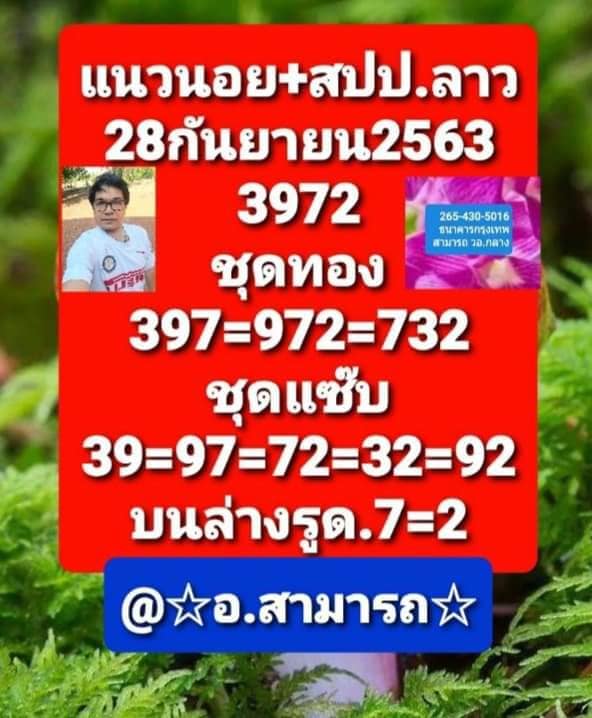แนวทางหวยลาว 28/9/63 ชุดที่13