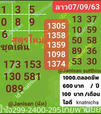 แนวทางหวยลาว 7/9/63 ชุดที่4
