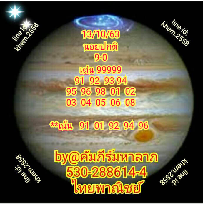 แนวทางหวยฮานอย 13/10/63 ชุดที่7