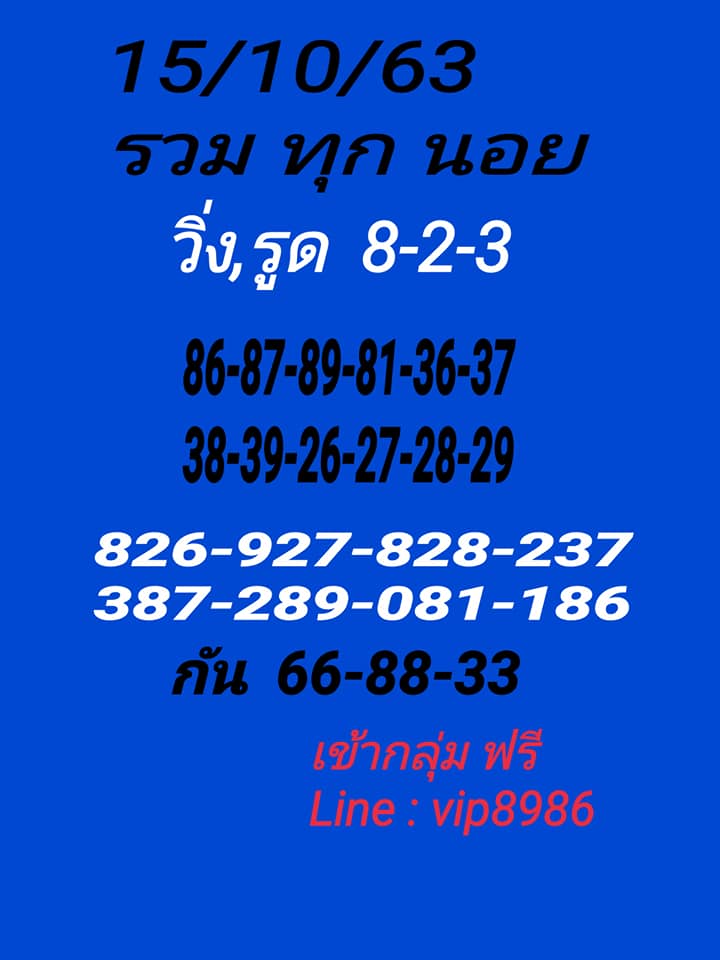 แนวทางหวยฮานอย 15/10/63 ชุดที่2