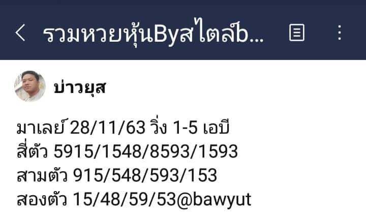 แนวทางหวยมาเลย์ 28/11/63 ชุดที่4
