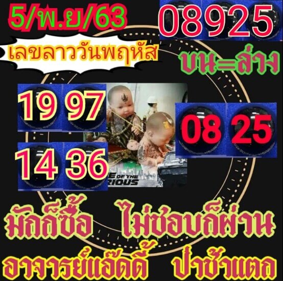แนวทางหวยลาว 5/11/63 ชุดที่10