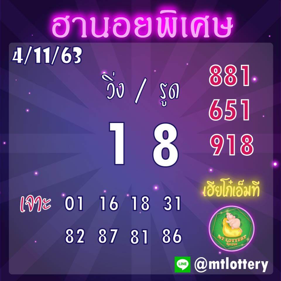 แนวทางหวยฮานอย 4/11/63 ชุดที่9