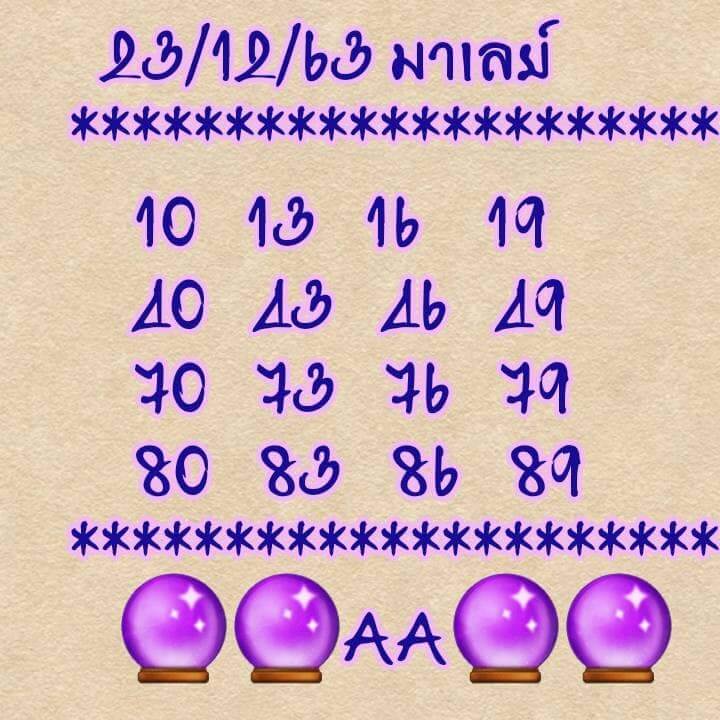 แนวทางหวยมาเลย์ 23/12/63 ชุดที่8