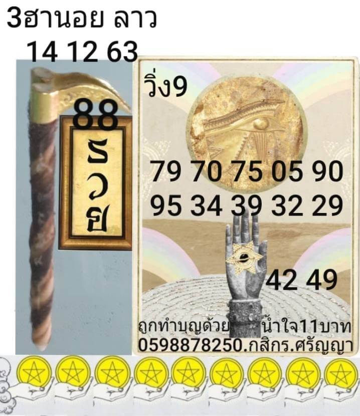 แนวทางหวยฮานอย 14/12/63 ชุดที่2