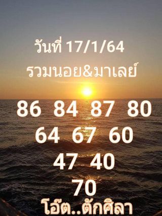 หวยมาเลย์วันนี้ 17/1/64 ชุดที่1
