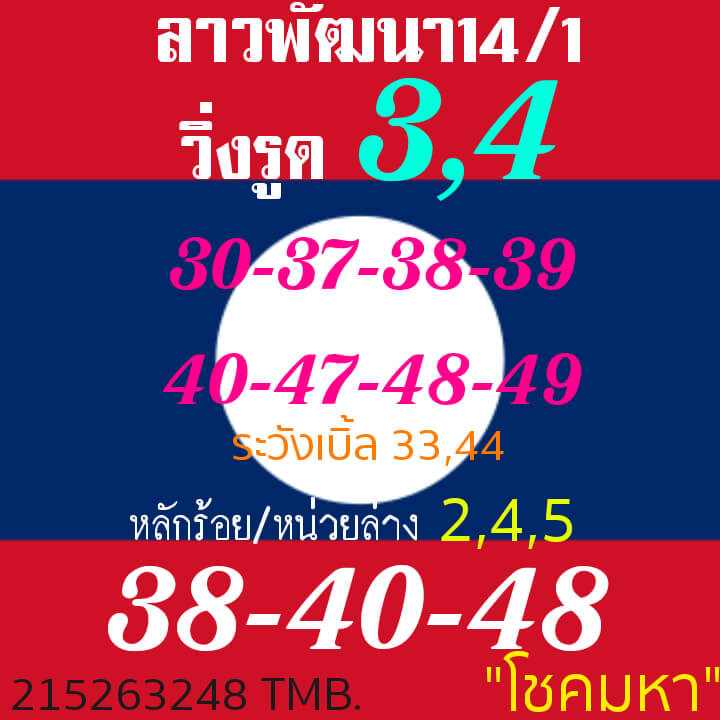 หวยลาววันนี้ 14/1/64 ชุดที่14
