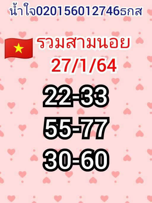 หวยฮานอยวันนี้ 27/1/64 ชุดที่7