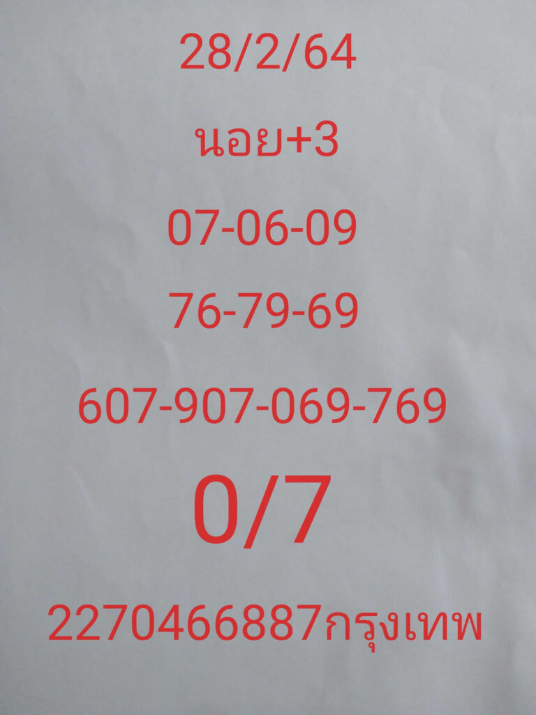 หวยฮานอยวันนี้ 28/2/64 ชุดที่10