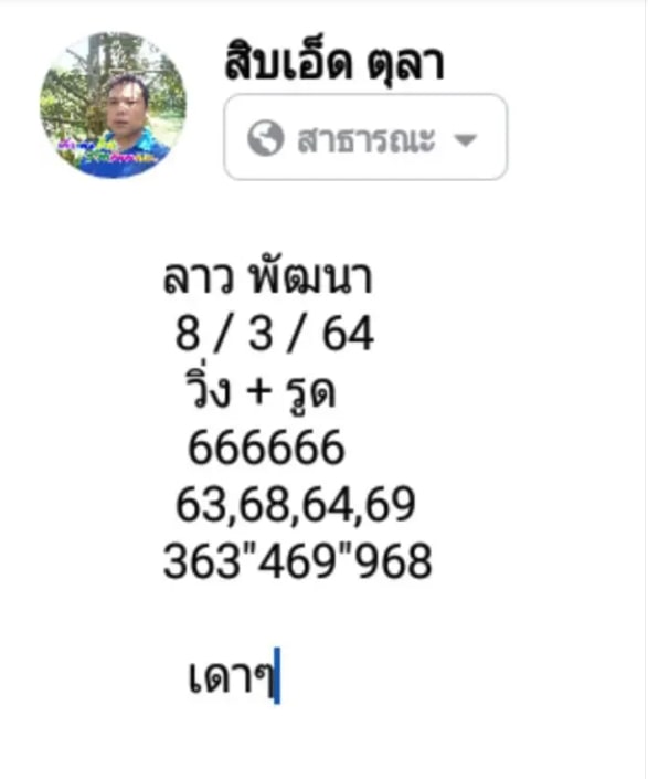 แนวทางหวยลาว 8/3/64 ชุดที่13