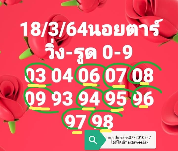 แนวทางหวยฮานอย 18/3/64 ชุดที่6