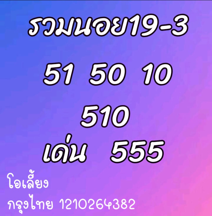 แนวทางหวยฮานอย 19/3/64 ชุดที่3