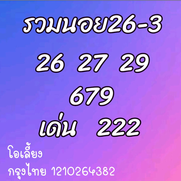 แนวทางหวยฮานอย 26/3/64 ชุดที่2
