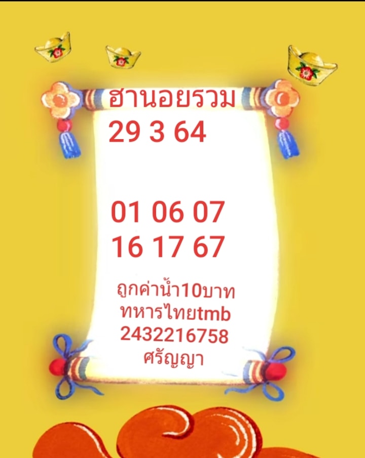 แนวทางหวยฮานอย 29/3/64 ชุดที่1