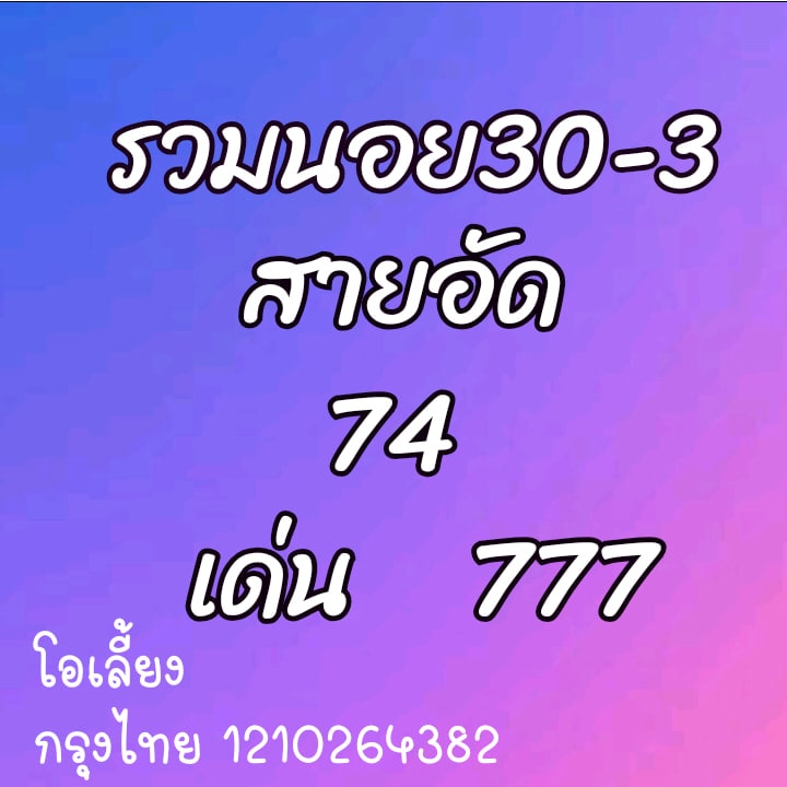 แนวทางหวยฮานอย 30/3/64 ชุดที่7