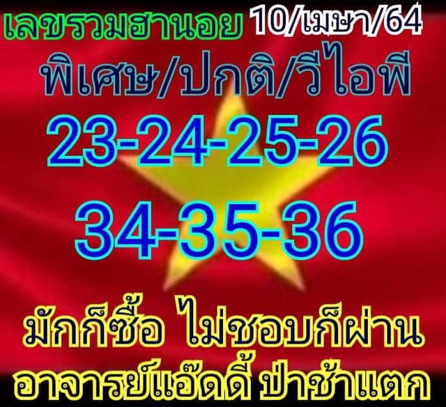แนวทางหวยฮานอย 10/4/64 ชุดที่5
