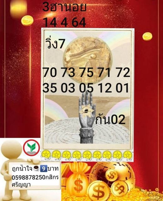 แนวทางหวยฮานอย 14/4/64 ชุดที่4