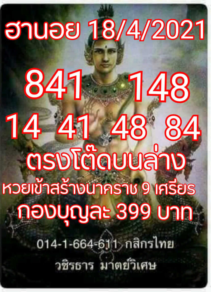 แนวทางหวยฮานอย 18/4/64 ชุดที่2