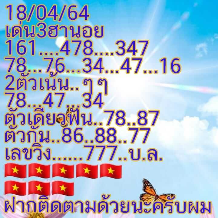 แนวทางหวยฮานอย 18/4/64 ชุดที่8