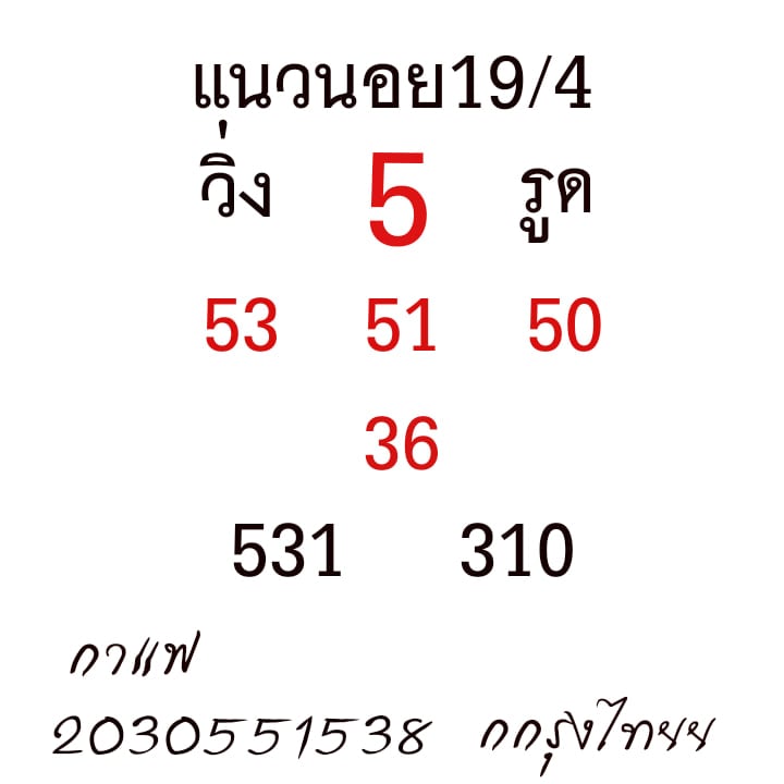 แนวทางหวยฮานอย 19/4/64 ชุดที่ 1