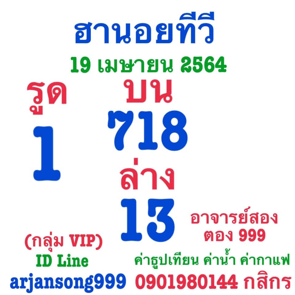 แนวทางหวยฮานอย 19/4/64 ชุดที่ 11