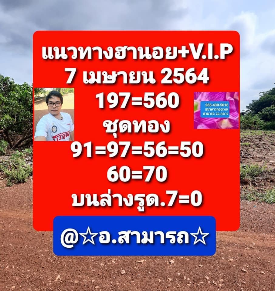 แนวทางหวยฮานอย 7/4/64 ชุดที่2
