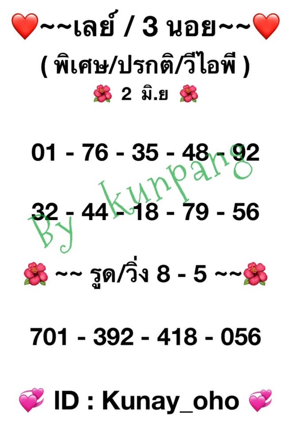 แนวทางหวยมาเลย์ 2/6/64 ชุดที่3