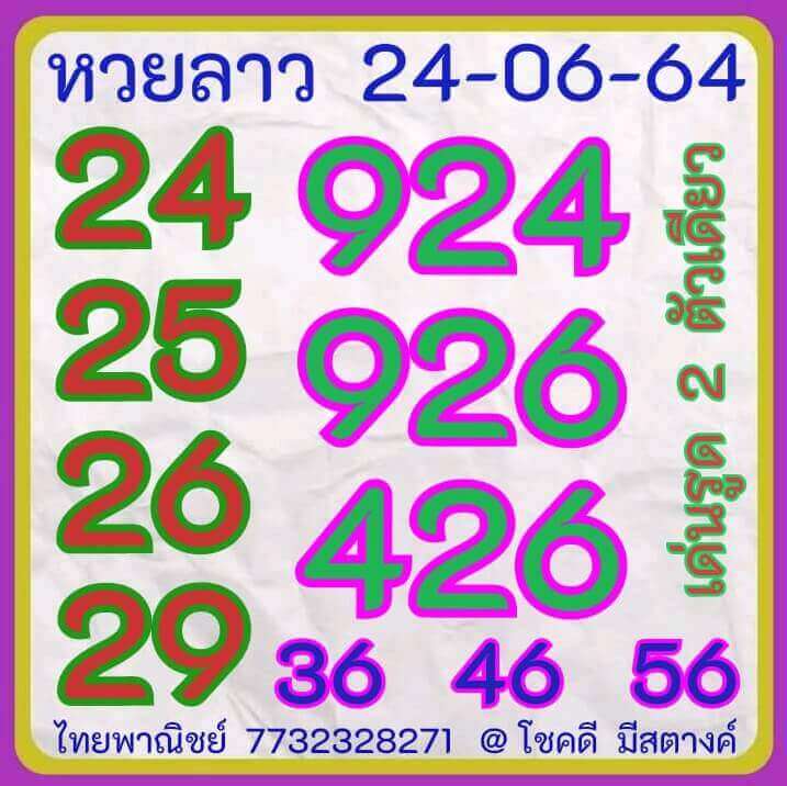 แนวทางหวยลาว 24/6/64 ชุดที่12
