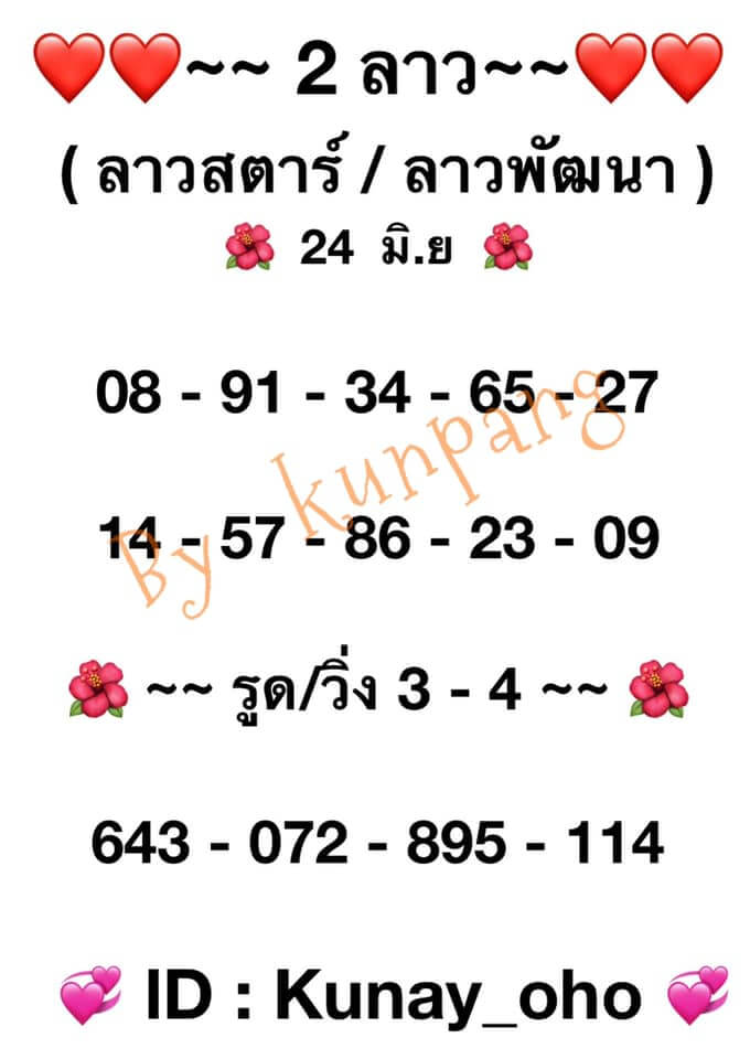 แนวทางหวยลาว 24/6/64 ชุดที่4
