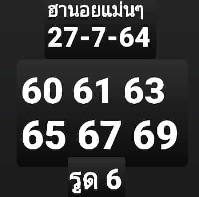 แนวทางหวยฮานอย 27/7/64 ชุดที่2