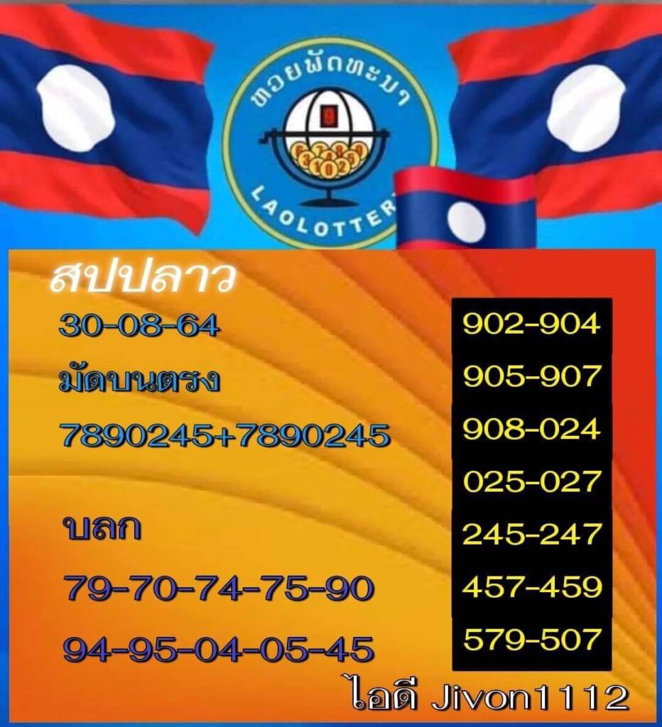 แนวทางหวยลาว 30/8/64 ชุดที่ 6