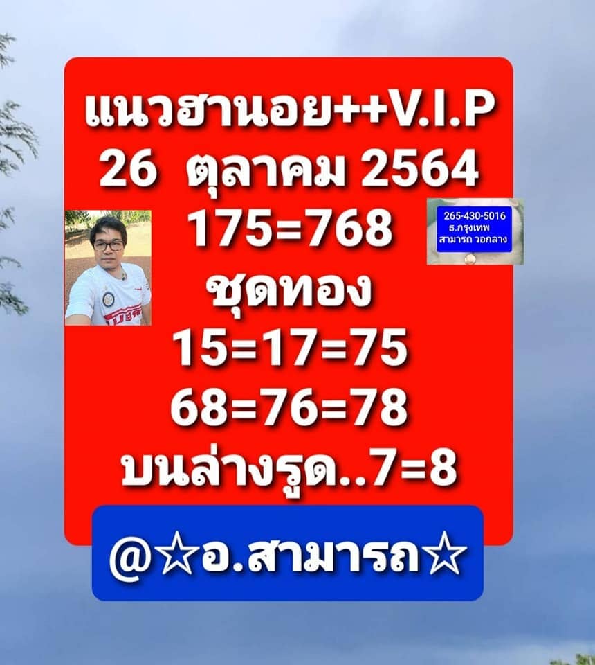 แนวทางหวยฮานอย26/10/64ชุดที่7