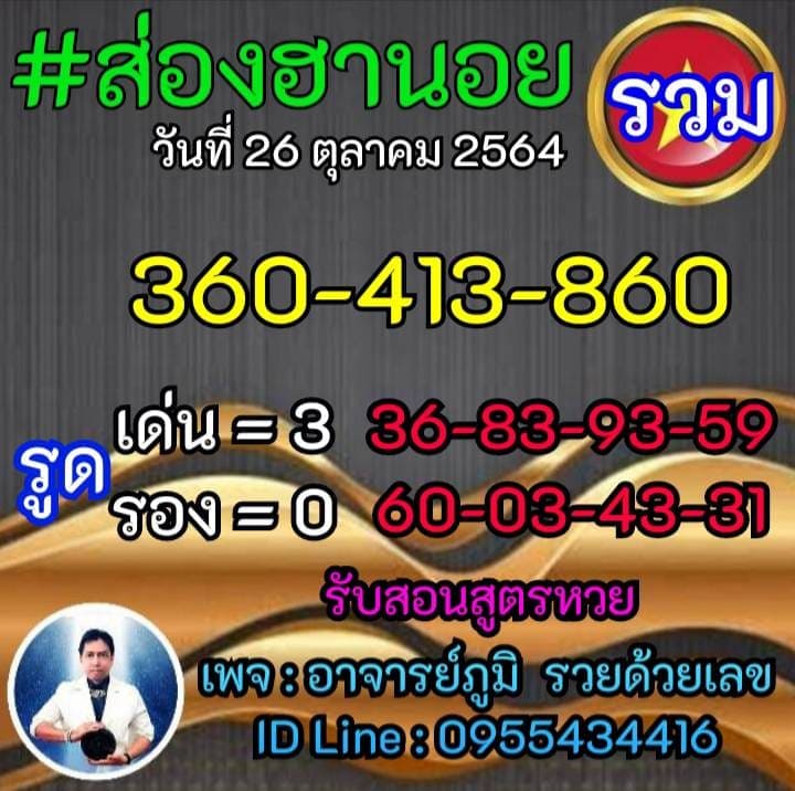 แนวทางหวยฮานอย26/10/64ชุดที่9