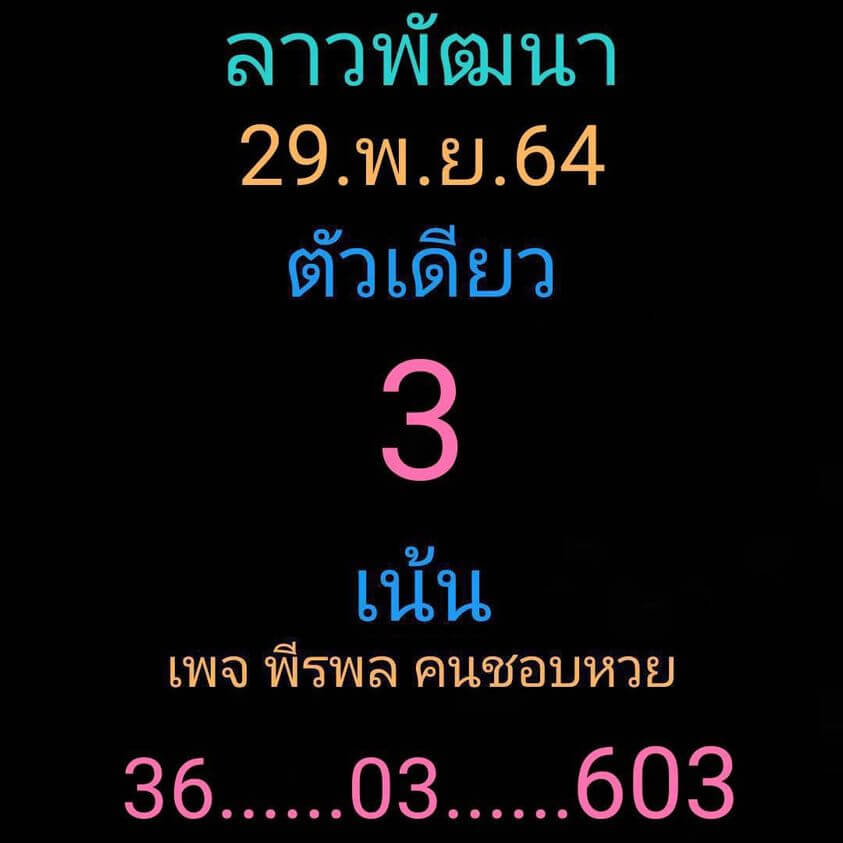 แนวทางหวยลาว 29/11/64 ชุดที่ 4