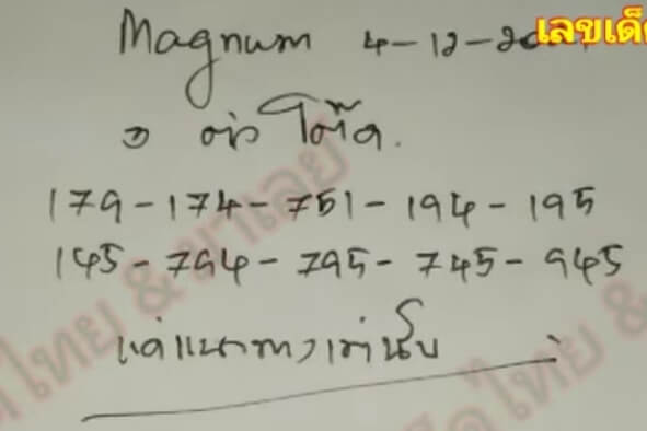 แนวทางหวยมาเลย์ 4/12/64 ชุดที่ 4