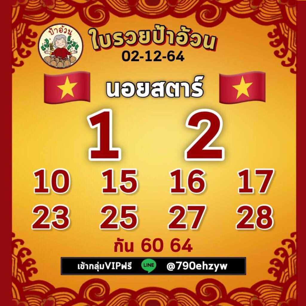 แนวทางหวยฮานอย 2/12/64 ชุดที่ 2