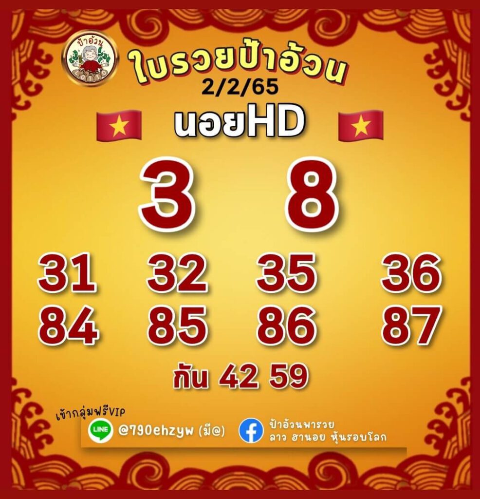 แนวทางหวยฮานอย 2/2/65 ชุดที่ 5
