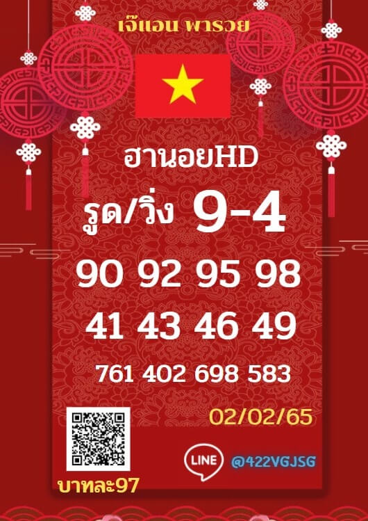 แนวทางหวยฮานอย 2/2/65 ชุดที่ 9