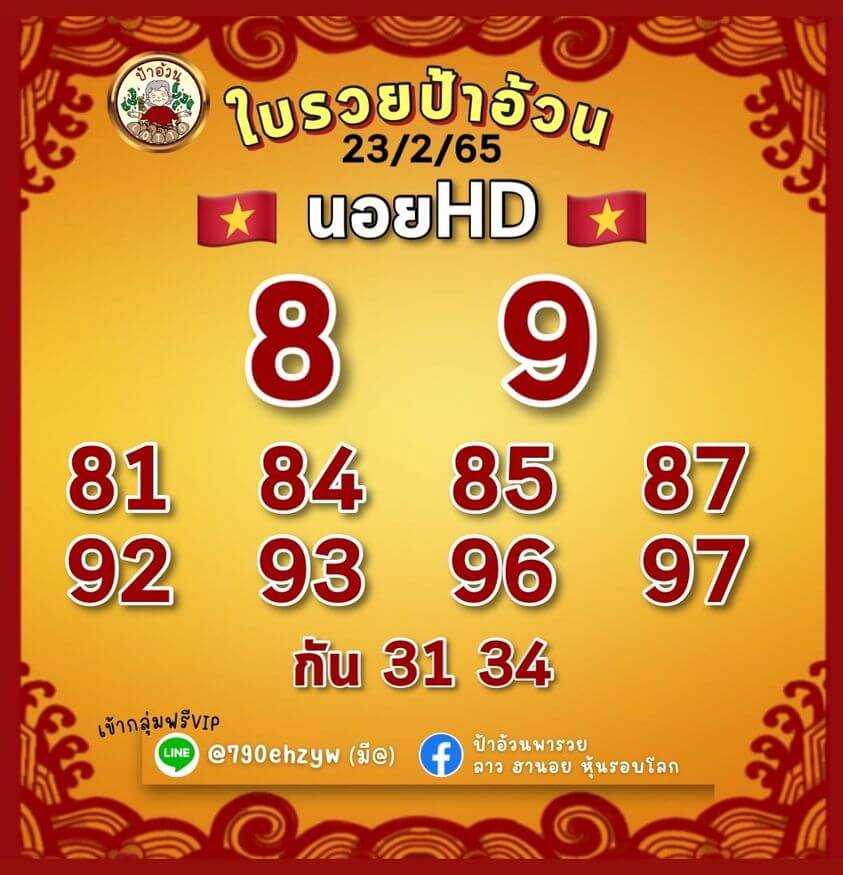 แนวทางหวยฮานอย 23/2/65 ชุดที่ 7