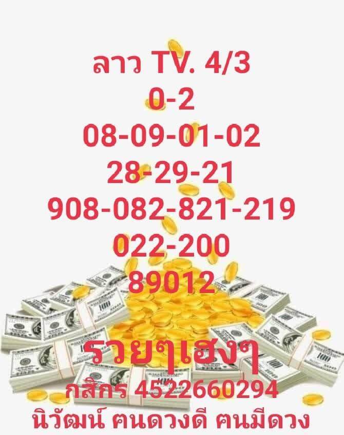 แนวทางหวยลาว 4/3/65 ชุดที่ 8