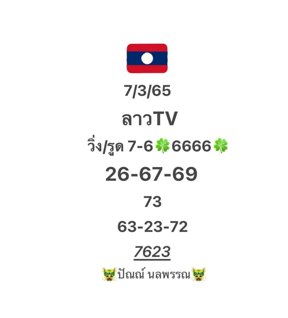 แนวทางหวยลาว 7/3/65 ชุดที่ 18